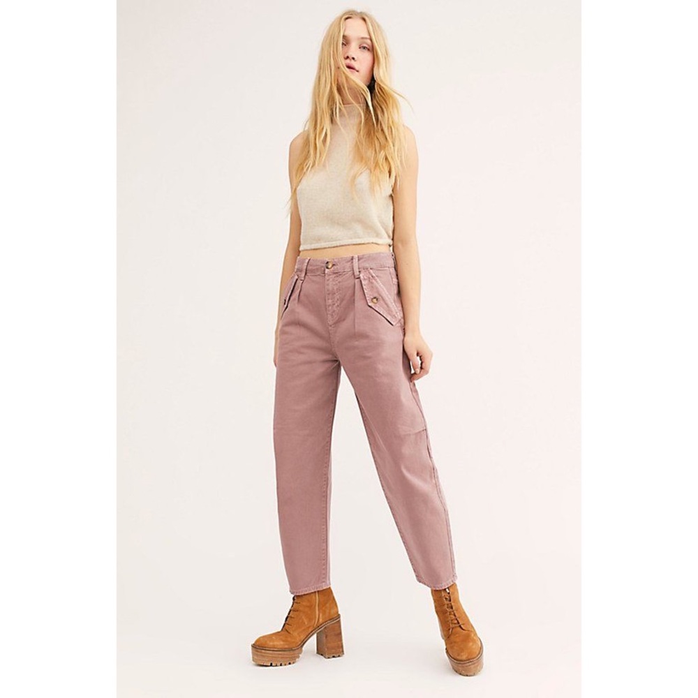 Free People We the Free Laredo Pleated Pant High Rise 30 New Dusk Rose